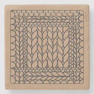 KNIT PURL TAN Marble Stone Coaster
