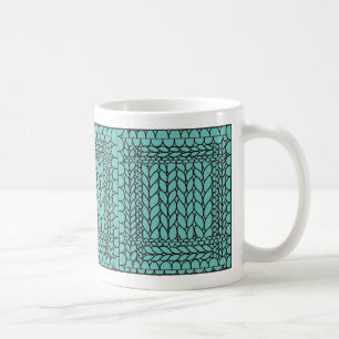 KNIT PURL TEAL White Mug / Teal