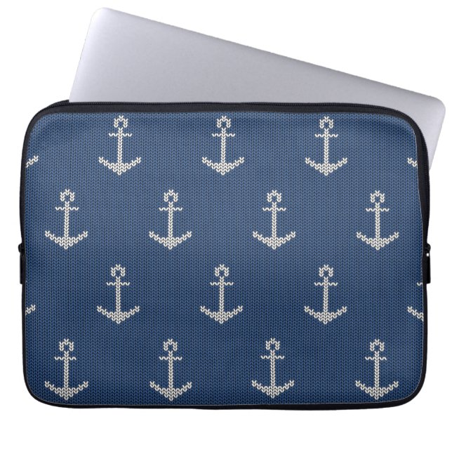 Knit Sea Anchor Laptop Sleeve (Front)