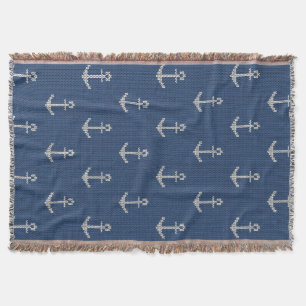 Knit Sea Anchor Throw Blanket