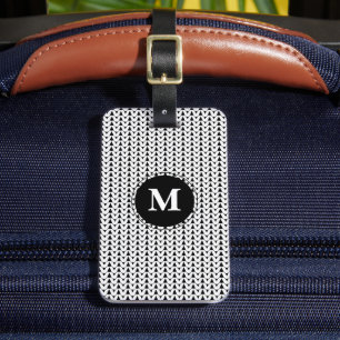 Knit Stitch + Initial White Crafts Luggage Tag