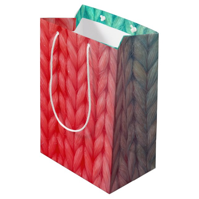 Knit Stitching Texture in Gradient Colors Medium Gift Bag (Back Angled)