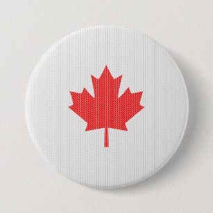 Knit Style Maple Leaf Knitting Motif 3 Inch Round Button