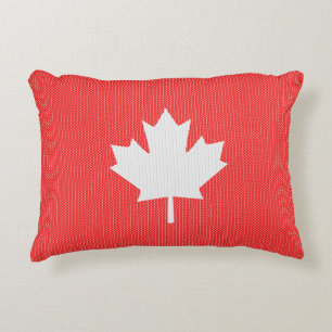 Knit Style Maple Leaf Knitting Motif Accent Pillow