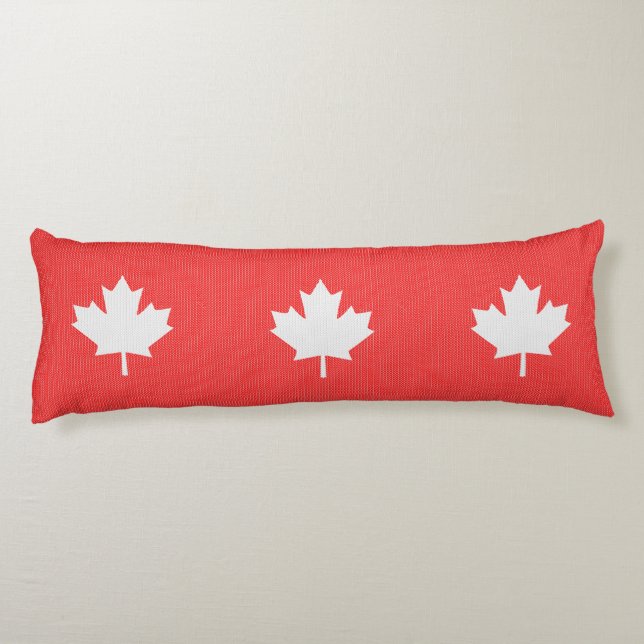 Knit Style Maple Leaf Knitting Motif Body Pillow (Back)
