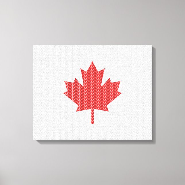 Knit Style Maple Leaf Knitting Motif Canvas Print (Front)