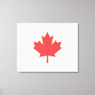 Knit Style Maple Leaf Knitting Motif Canvas Print