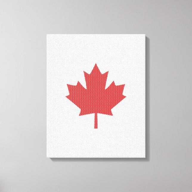 Knit Style Maple Leaf Knitting Motif Canvas Print (Front)