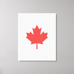 Knit Style Maple Leaf Knitting Motif Canvas Print