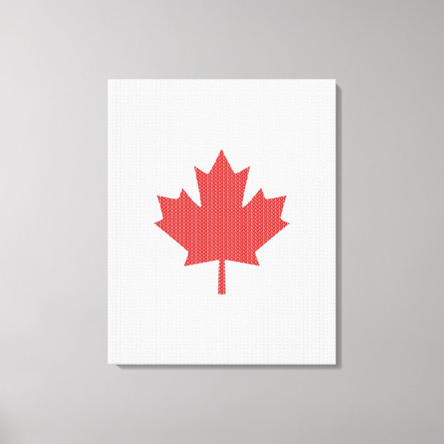 Knit Style Maple Leaf Knitting Motif Canvas Print (Front)