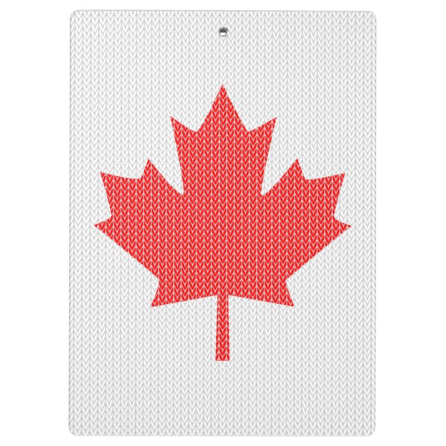 Knit Style Maple Leaf Knitting Motif Clipboard (Back)