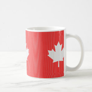 Knit Style Maple Leaf Knitting Motif Coffee Mug