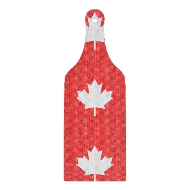 Knit Style Maple Leaf Knitting Motif Cutting Board (Front)
