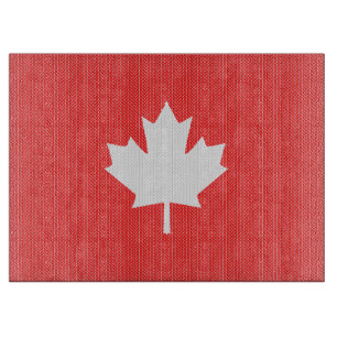 Knit Style Maple Leaf Knitting Motif Cutting Board