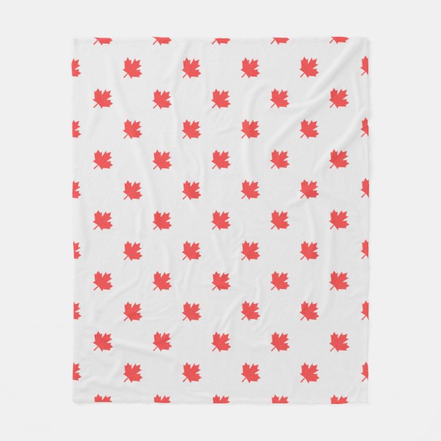 Knit Style Maple Leaf Knitting Motif Fleece Blanket (Front)