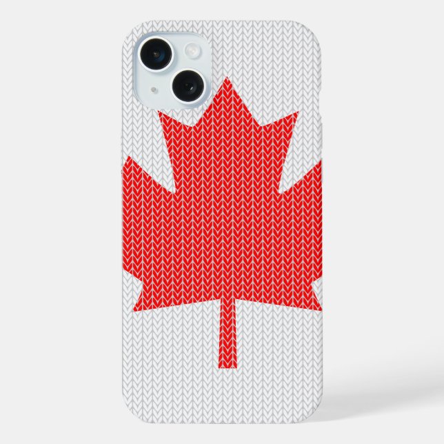 Knit Style Maple Leaf Knitting Motif iPhone Case (Back)