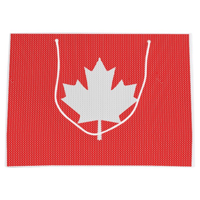 Knit Style Maple Leaf Knitting Motif Large Gift Bag (Front)