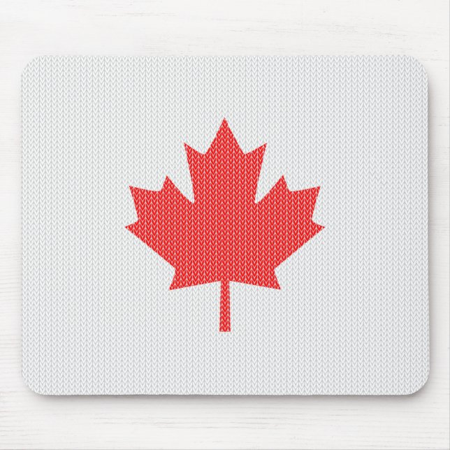 Knit Style Maple Leaf Knitting Motif Mouse Pad (Front)