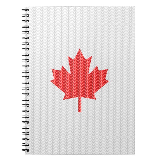 Knit Style Maple Leaf Knitting Motif Notebook (Front)