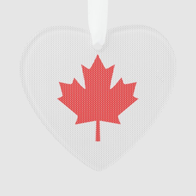 Knit Style Maple Leaf Knitting Motif Ornament (Front)