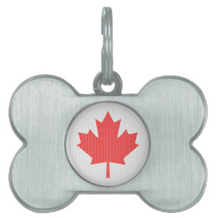 Knit Style Maple Leaf Knitting Motif Pet ID Tag