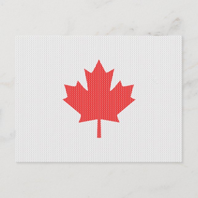 Knit Style Maple Leaf Knitting Motif Postcard (Front)
