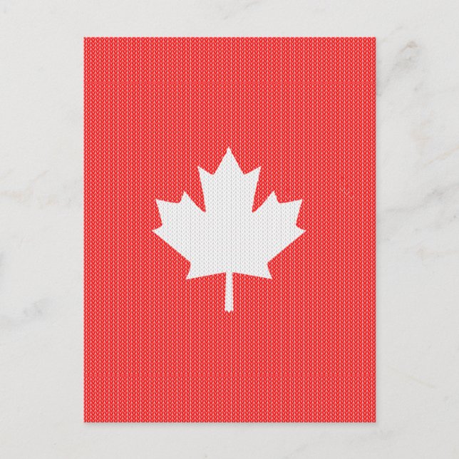 Knit Style Maple Leaf Knitting Motif Postcard (Front)