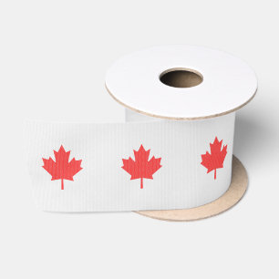 Knit Style Maple Leaf Knitting Motif Satin Ribbon