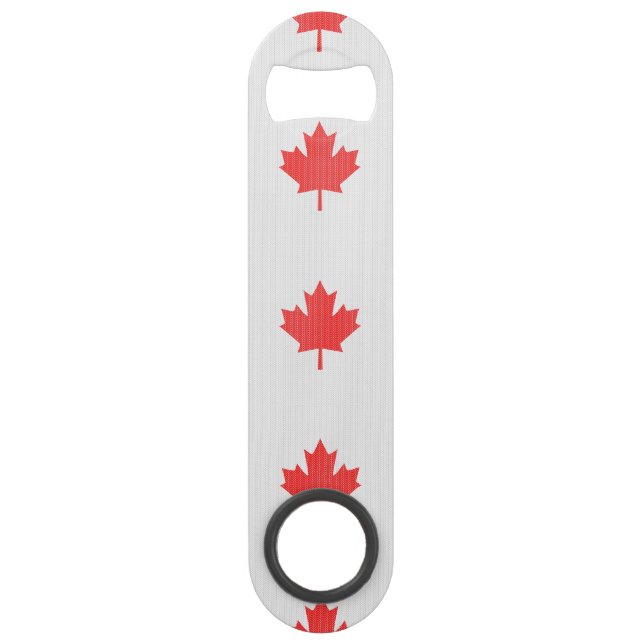 Knit Style Maple Leaf Knitting Motif Speed Bottle Opener (Back)