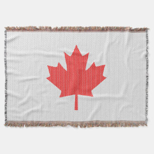 Knit Style Maple Leaf Knitting Motif Throw Blanket