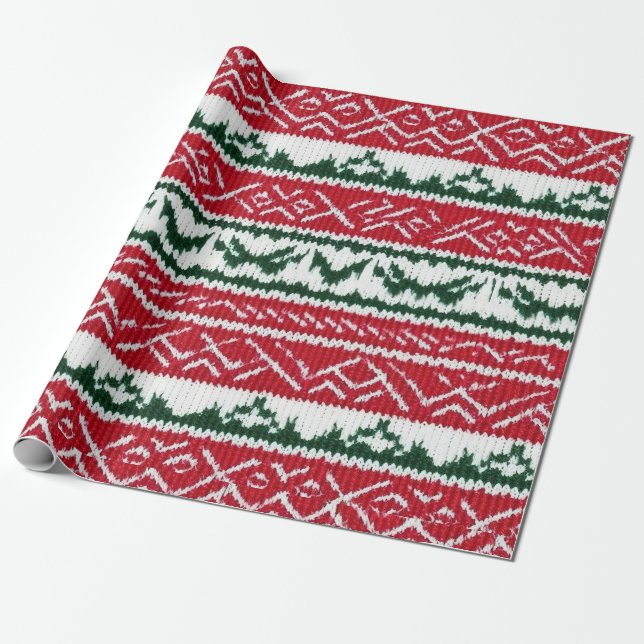 Knit Ugly Sweater Christmas Wrapping Paper (Unrolled)