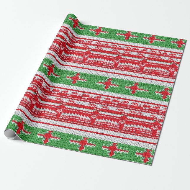Knit Ugly Sweater Christmas Wrapping Paper (Unrolled)