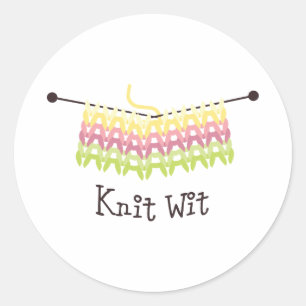Knit wit classic round sticker
