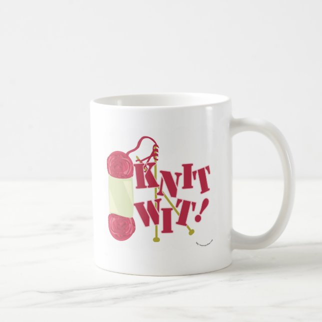 Knit Wit Funny Funny Knitter Hobby Cartoon Design Coffee Mug (Right)