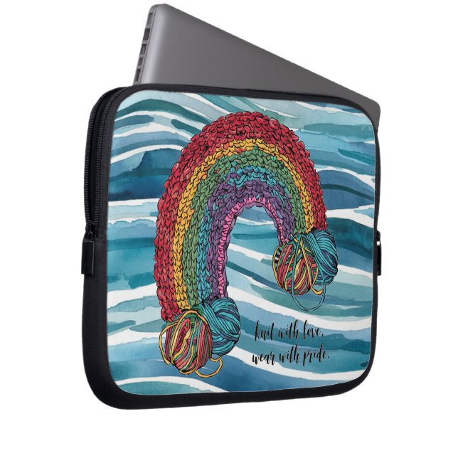 Knit with love Wear with Pride Laptop Sleeve (Front Right)