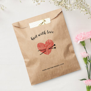 Knit with Love Yarn Heart Crafts Favour Bag