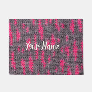 Knit wool structure with pink and grey colours doormat