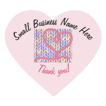 Knit Yarn Heart Thank You Small Business Sticker
