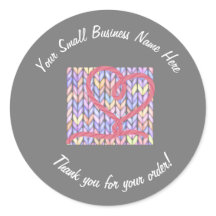 Knit Yarn Heart Thank You Small Business Sticker