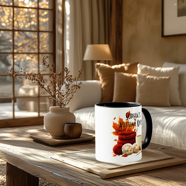 Knits d'automne Mug - Fils et cubes de café confor (Créateur téléchargé)