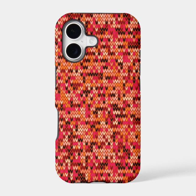 Knitted abstract Scandinavian pattern in red shade (Back)