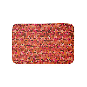 Knitted abstract Scandinavian pattern in red shade Bath Mat