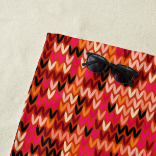 Knitted abstract Scandinavian pattern in red shade Beach Towel