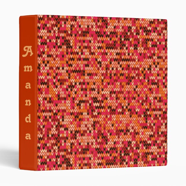 Knitted abstract Scandinavian pattern in red shade Binder (Front/Spine)
