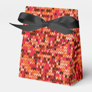 Knitted abstract Scandinavian pattern in red shade Favor Box