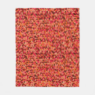 Knitted abstract Scandinavian pattern in red shade Fleece Blanket