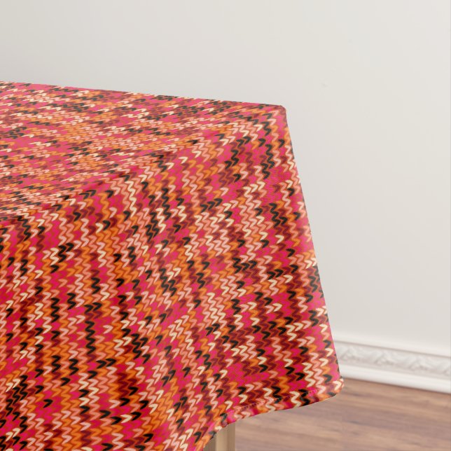Knitted abstract Scandinavian pattern in red shade Tablecloth (In Situ)