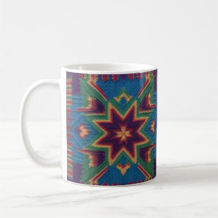 Knitted Butterfly & Colorful Floral Mandala  Coffee Mug