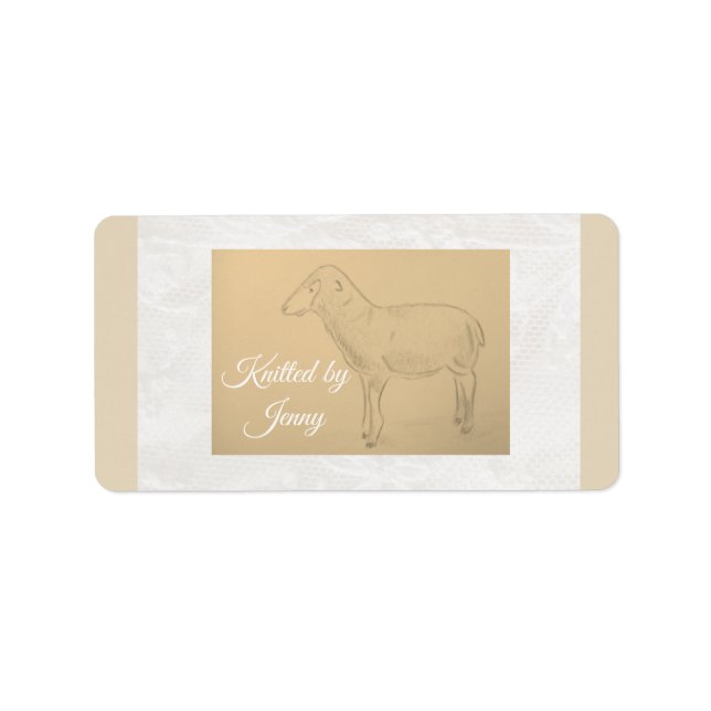 Knitted by sheep paper label (Front)