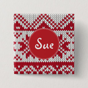 Knitted  Christmas 2 Inch Square Button